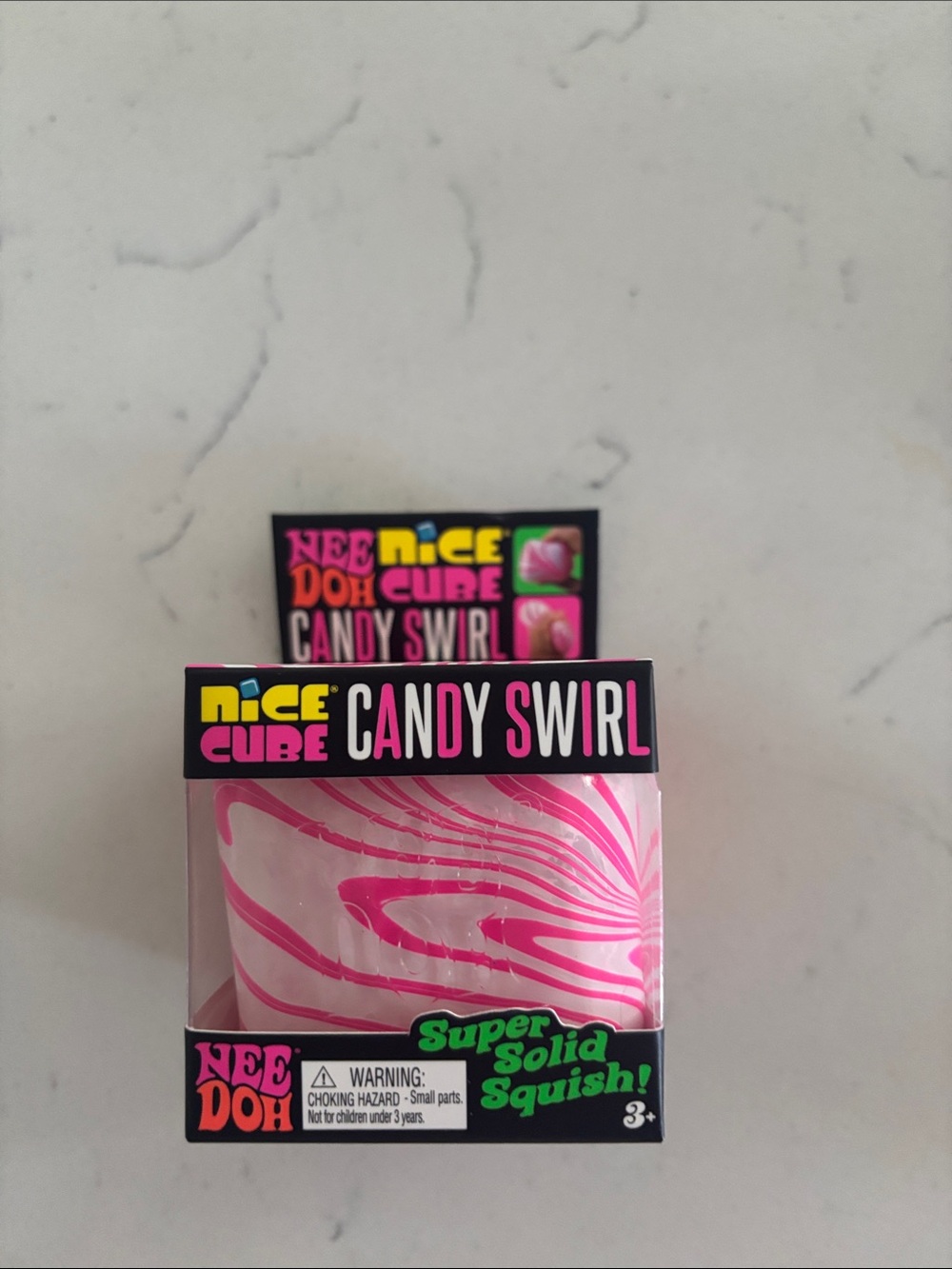 Needoh Nice Cube Candy Swirl Pink Super Solid Squish by
